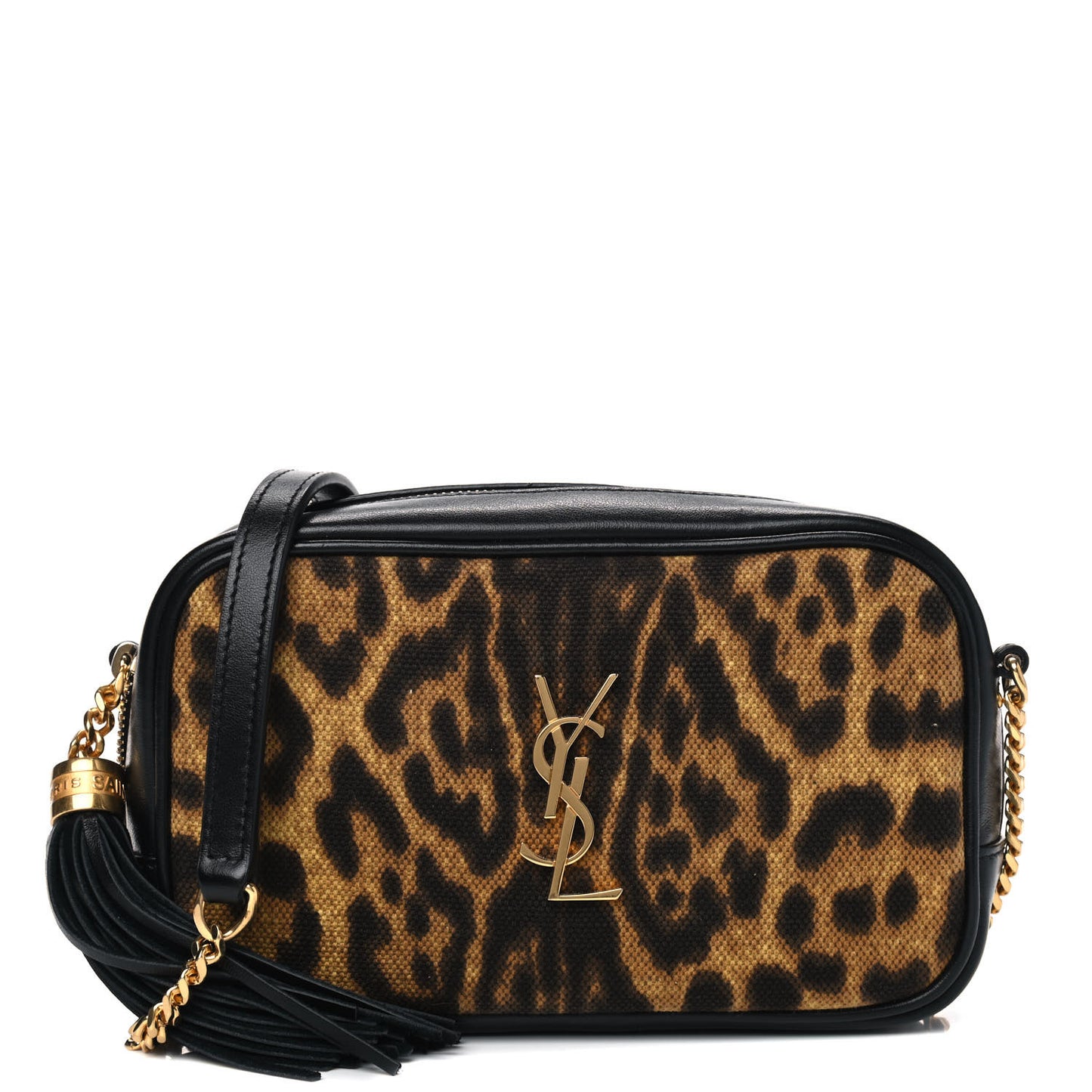 Canvas Calfskin Leopard Print Monogram Mini Lou Camera Bag Brown
