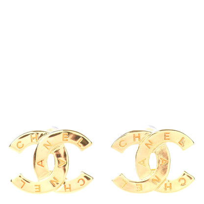 Chanel Metal Paris Button Earrings Gold 1 of 5