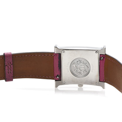 Hermes Stainless Steel Chevre Mysore 26mm Heure H Hour Quartz Watch Rose Tyrien 5 of 9