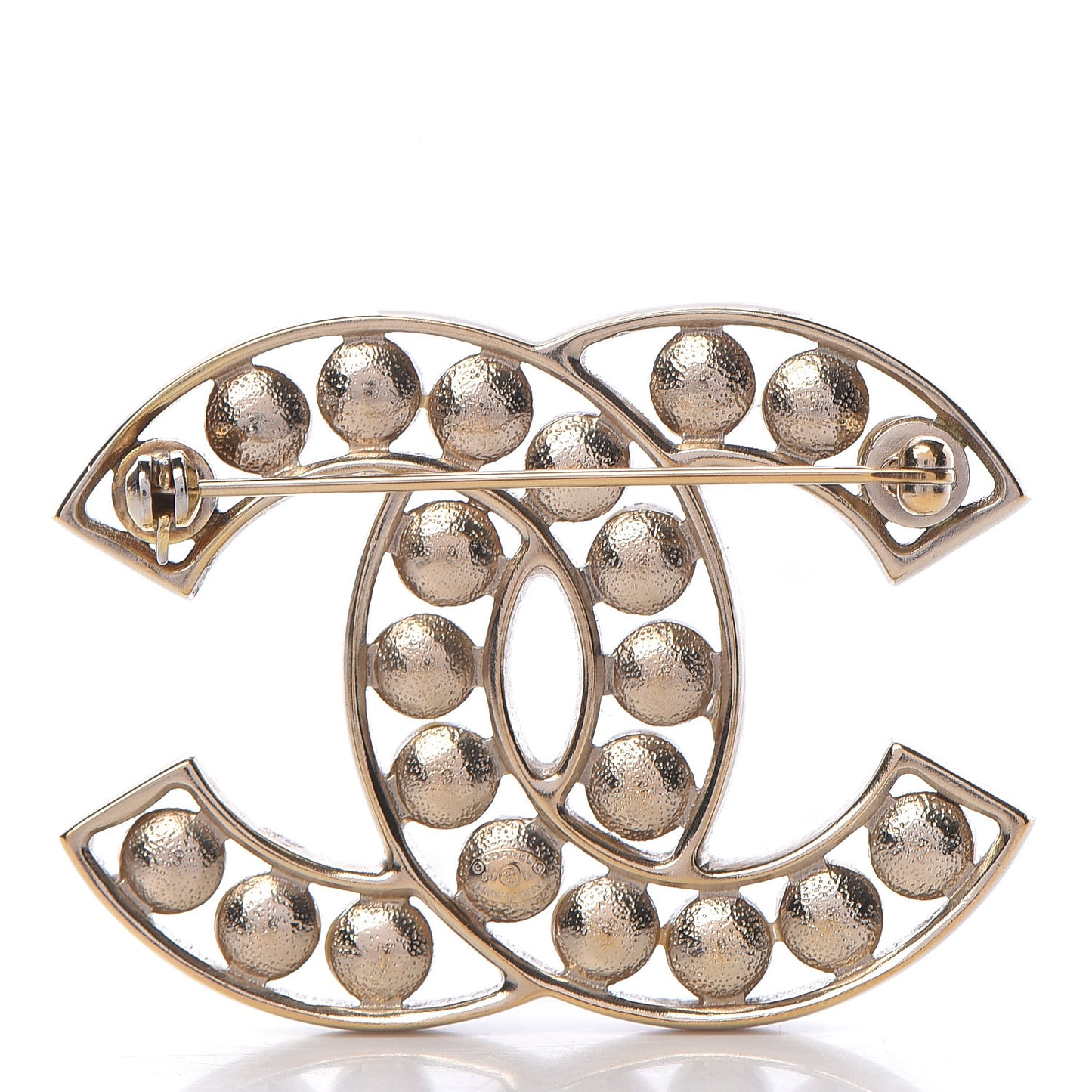 CC Pearl Brooch Pin Gold