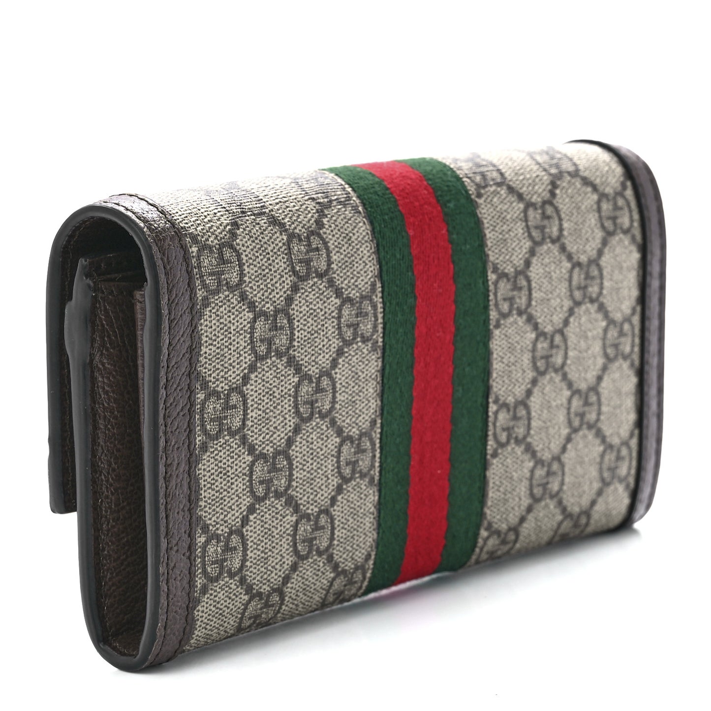 GG Supreme Monogram Web Ophidia Continental Wallet Brown