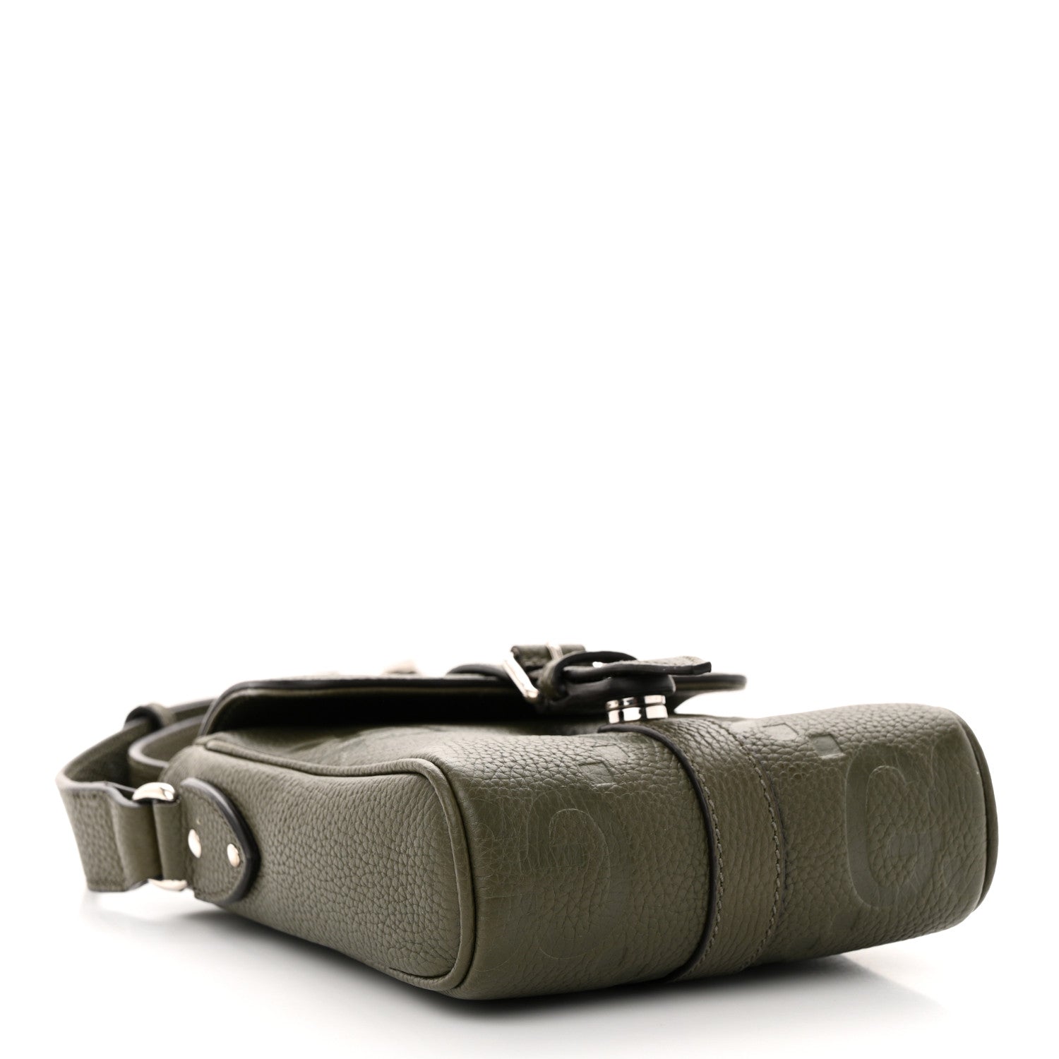 Gucci Piuma Calfskin Jumbo GG Embossed Small Messenger Bag Dark Green 4 of 12