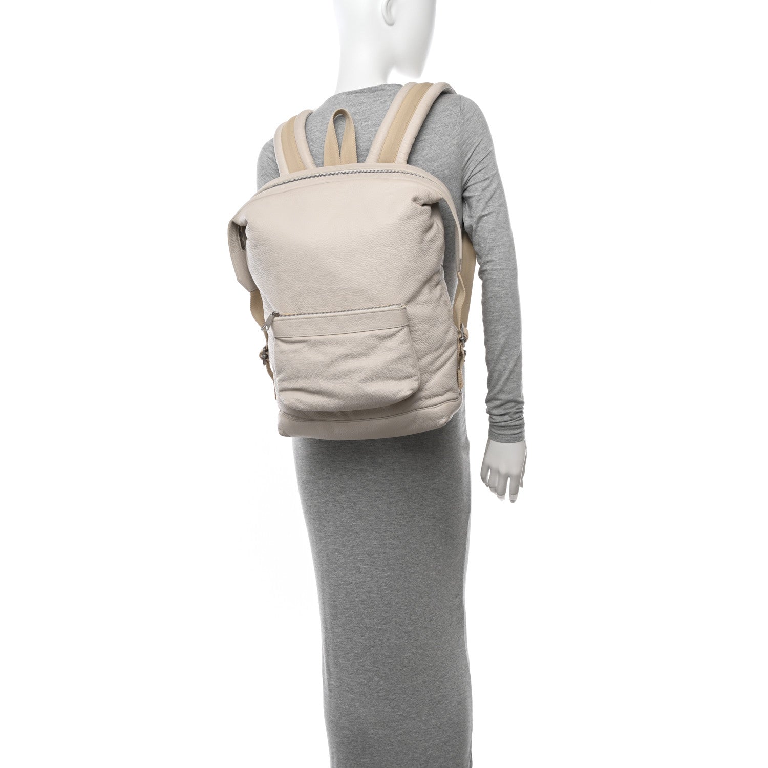 Bottega Veneta Canvas Calfskin Backpack Natural 2 of 14