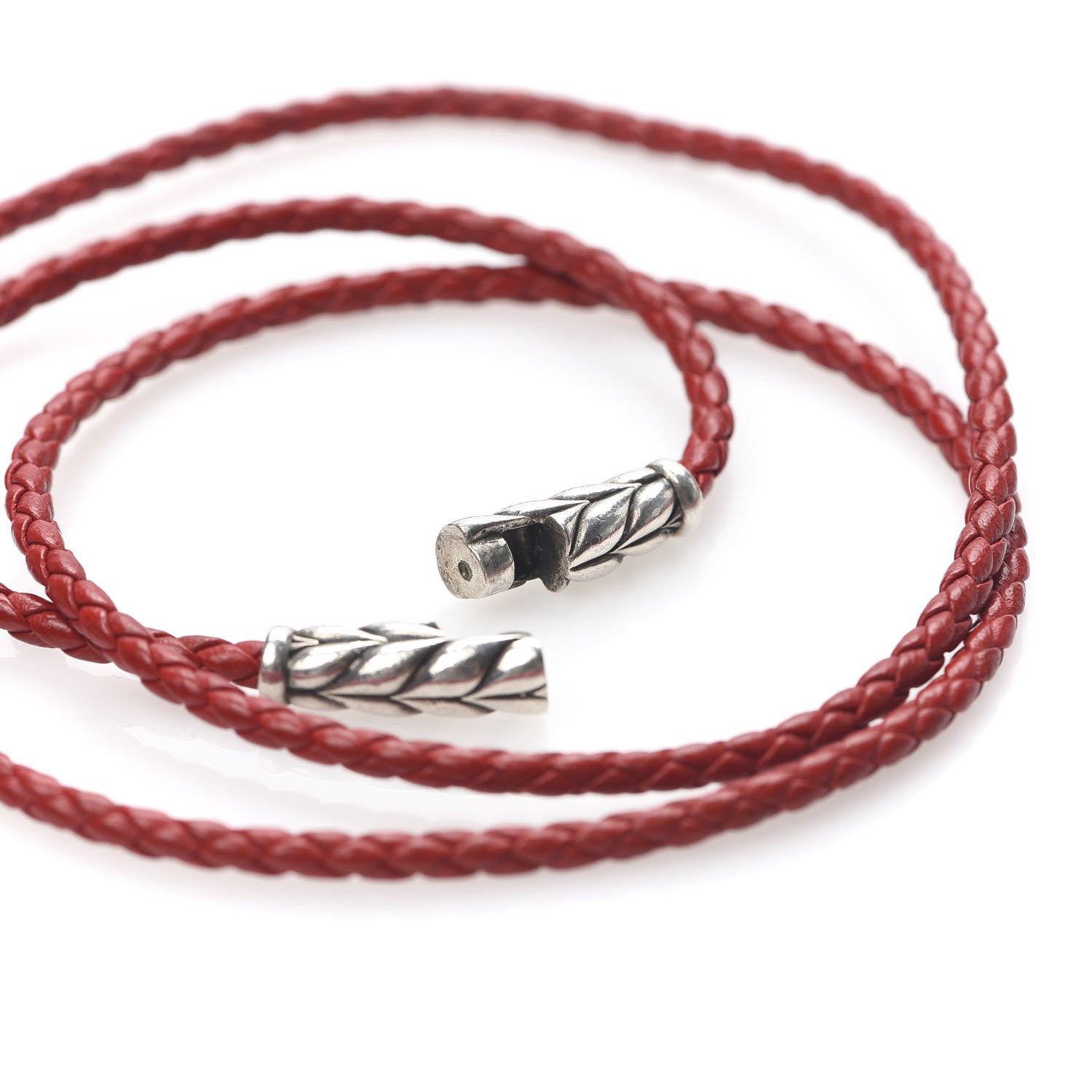 David Yurman Sterling Silver Leather Mens Chevron Triple-Wrap Bracelet Red 5 of 5