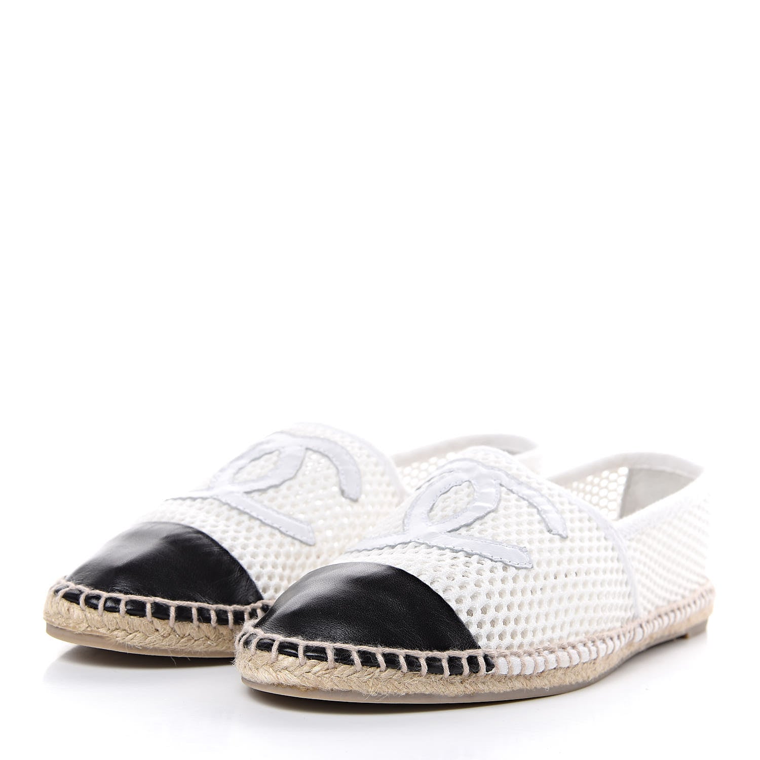 Chanel Mesh Lambskin Espadrilles 41 White Black 3 of 11