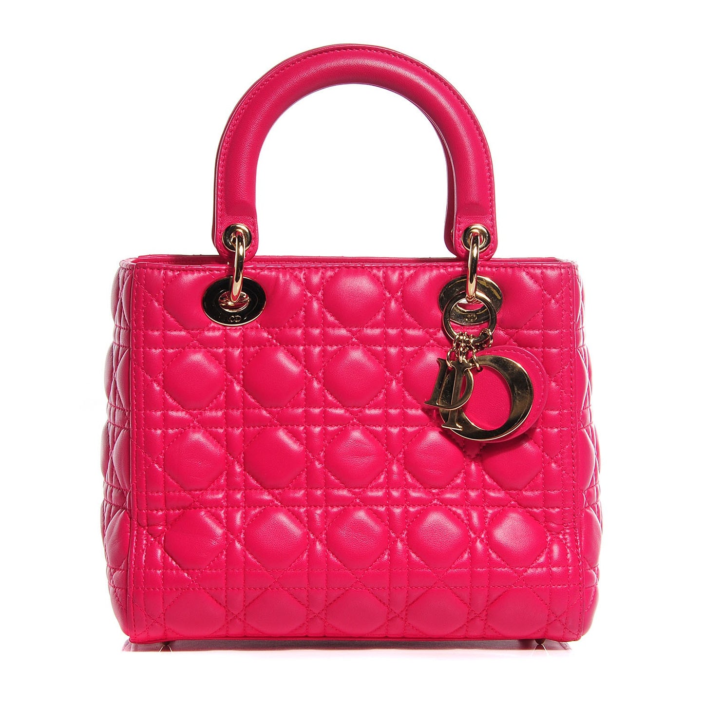 Lambskin Cannage Medium Lady Dior Fuchsia