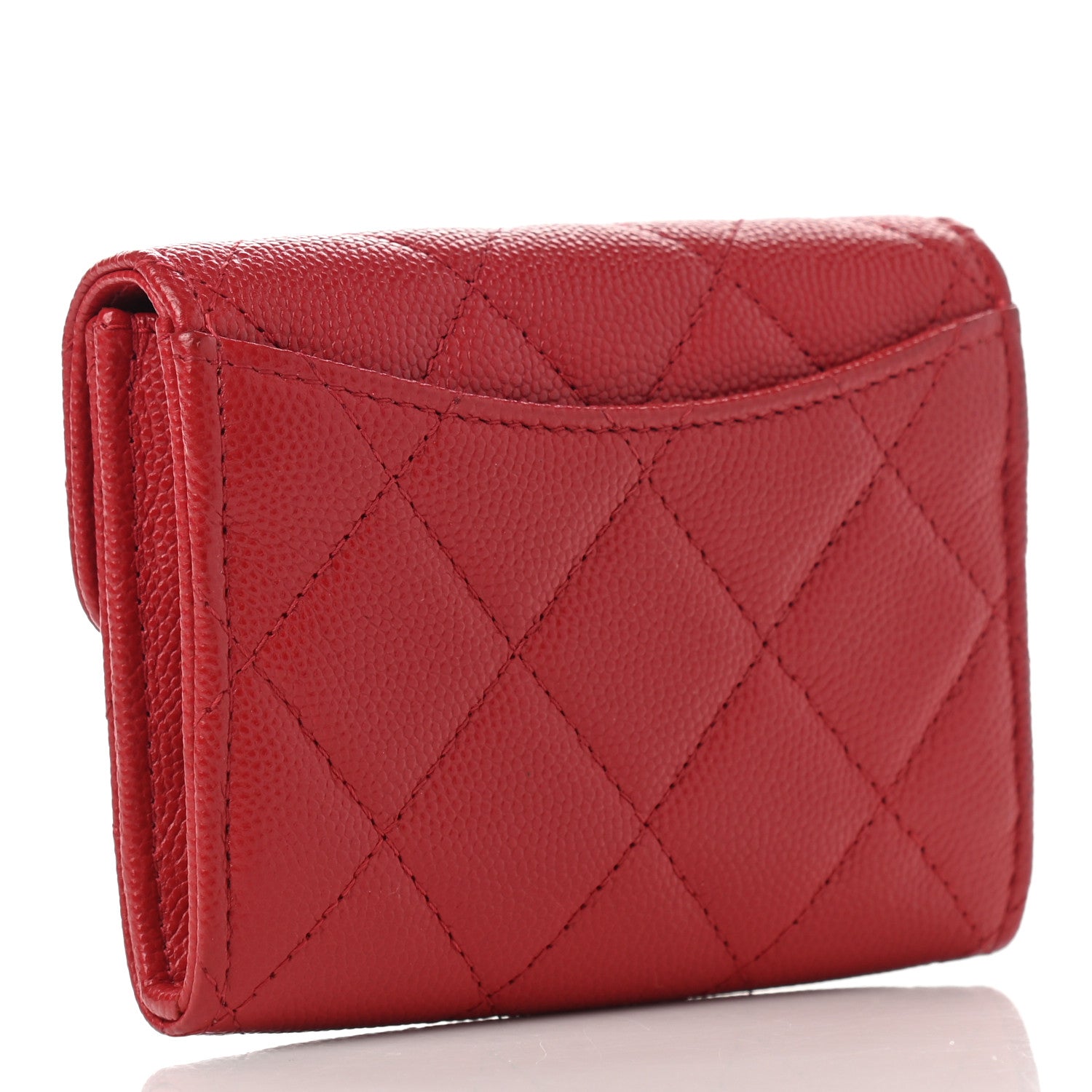 Chanel Caviar Quilted Flap Card Holder Wallet Red 3 of 10