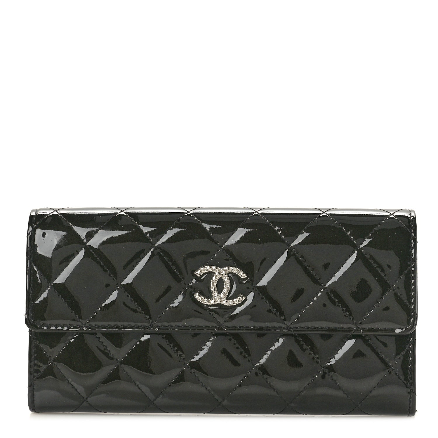 Chanel Patent Quilted Large Brilliant Flap Wallet Black 1 of 9