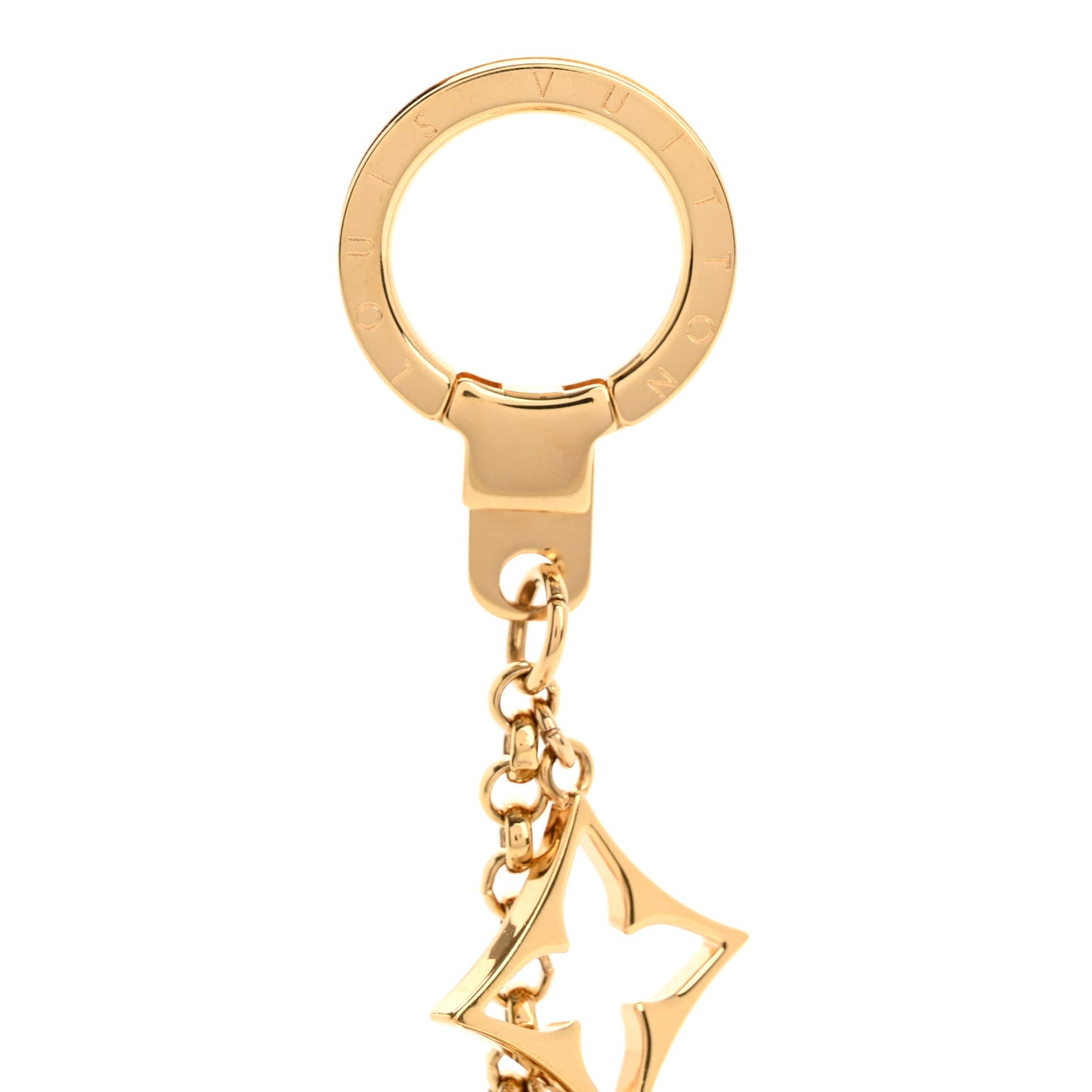 Brass Enamel Fleur De Monogram Bag Charm Chain Gold