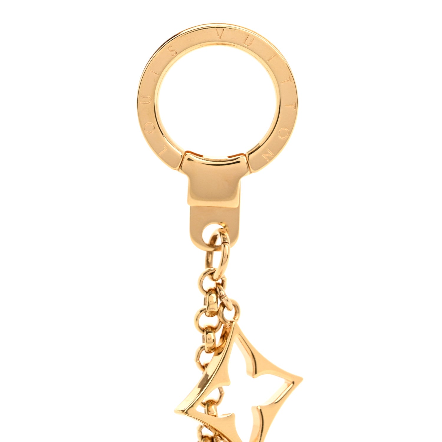 Louis Vuitton Brass Enamel Fleur De Monogram Bag Charm Chain Gold 3 of 5