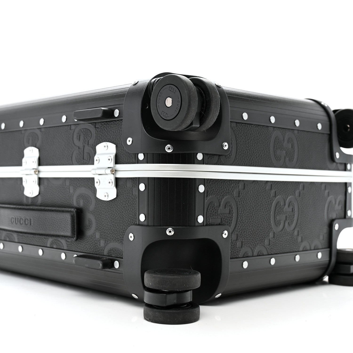 Gucci Aluminum GG Piuma Calfskin Jumbo GG Embossed Porter Cabin Plus Trolley Black 8 of 11