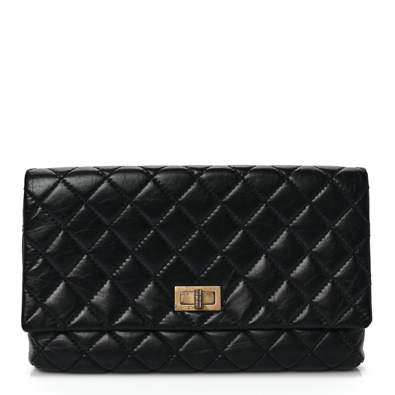 Chanel Aged Calfskin Quilted Reissue 2.55 Clutch Black 1 of 8