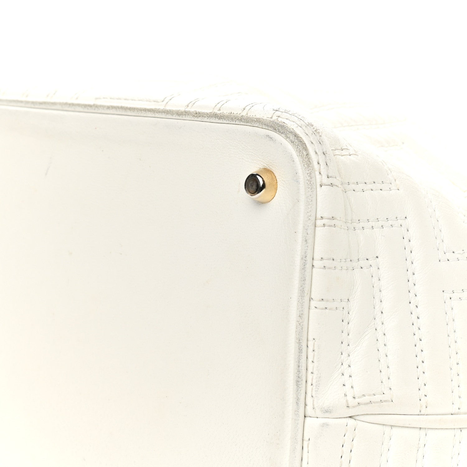 Versace Calfskin Palazzo Embroidered Medusa Tote White 10 of 16