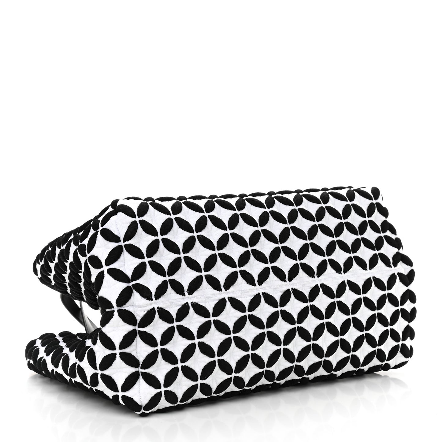 Calfskin Maille Macro Petale Cabas Tote Black White