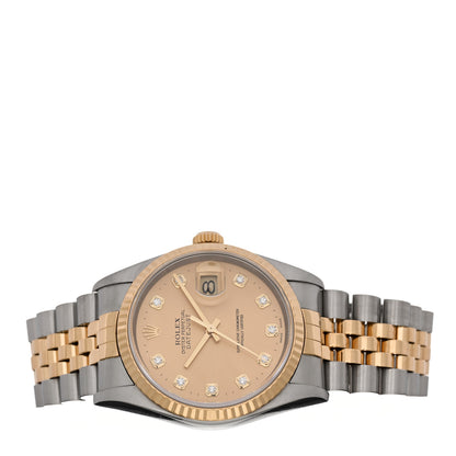Rolex Stainless Steel 18K Yellow Gold Diamond 36mm Oyster Perpetual Datejust Watch Champagne 16233 2 of 4