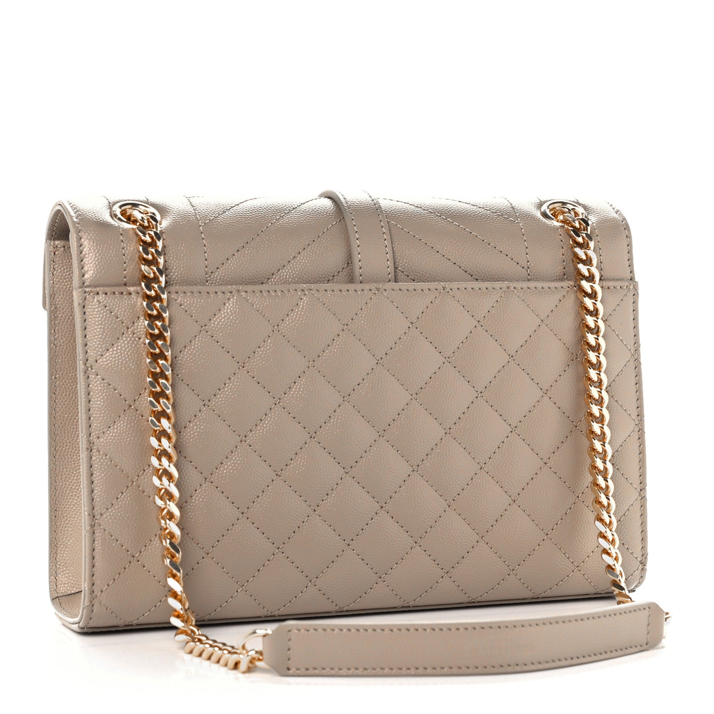 Grain De Poudre Textured Mixed Matelasse Medium Triquilt Monogram Satchel Dark Beige
