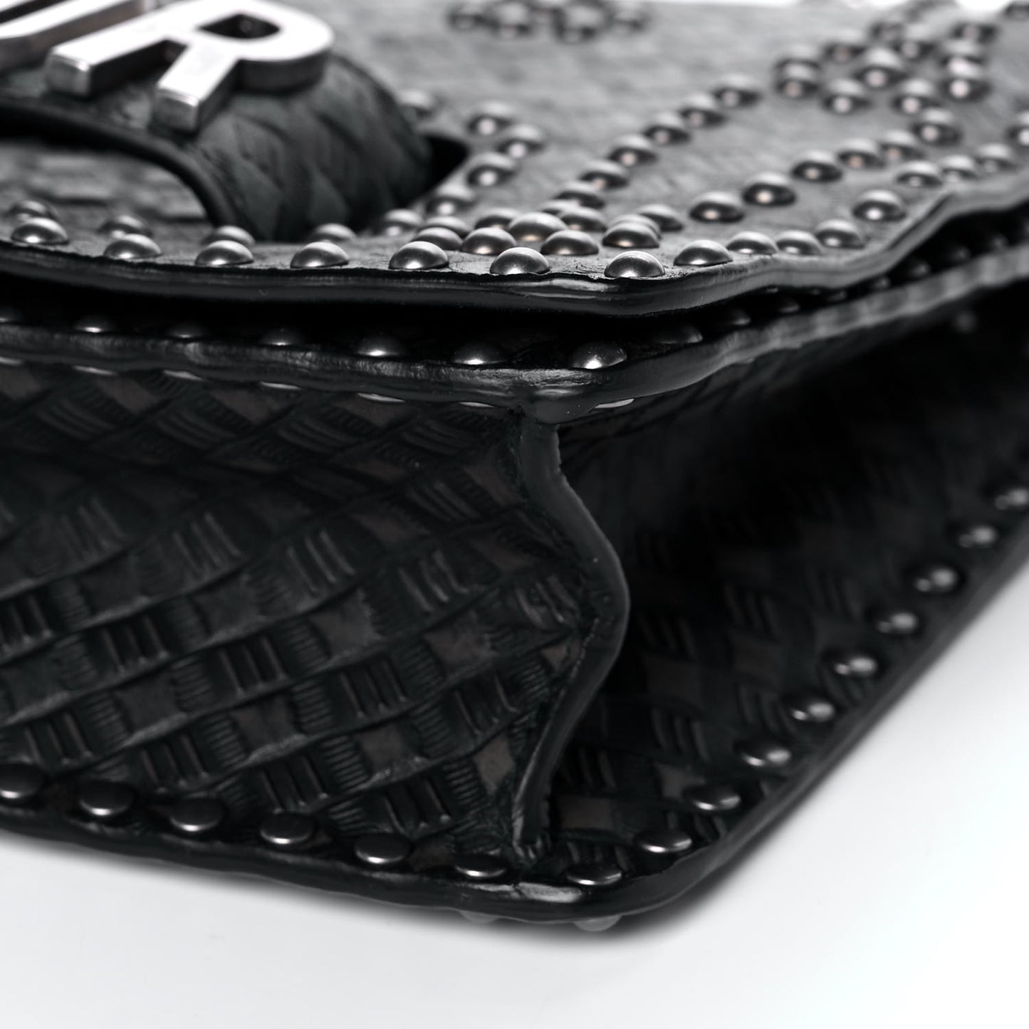 Calfskin Studded Dio(r)evolution Flap Bag Black