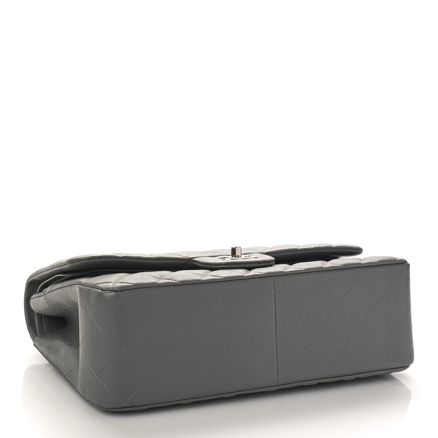 Caviar Quilted Jumbo Double Flap Grey