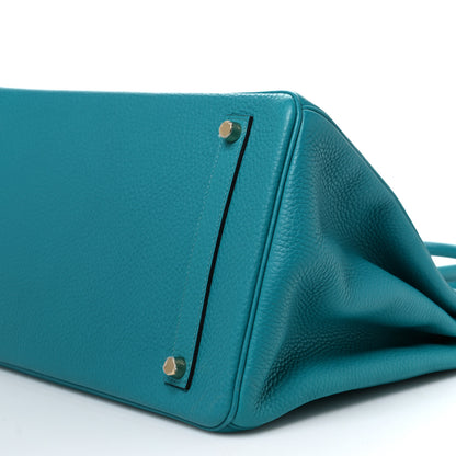 Hermes Taurillon Clemence Birkin 35 Bleu Paon 10 of 10