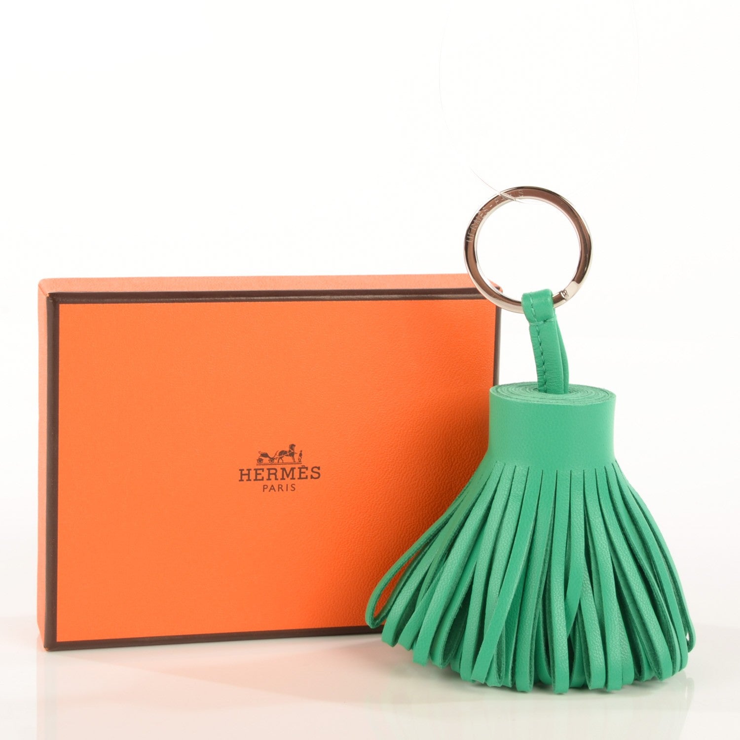 Hermes Lambskin Carmen Tassel Key Holder Menthe 3 of 6