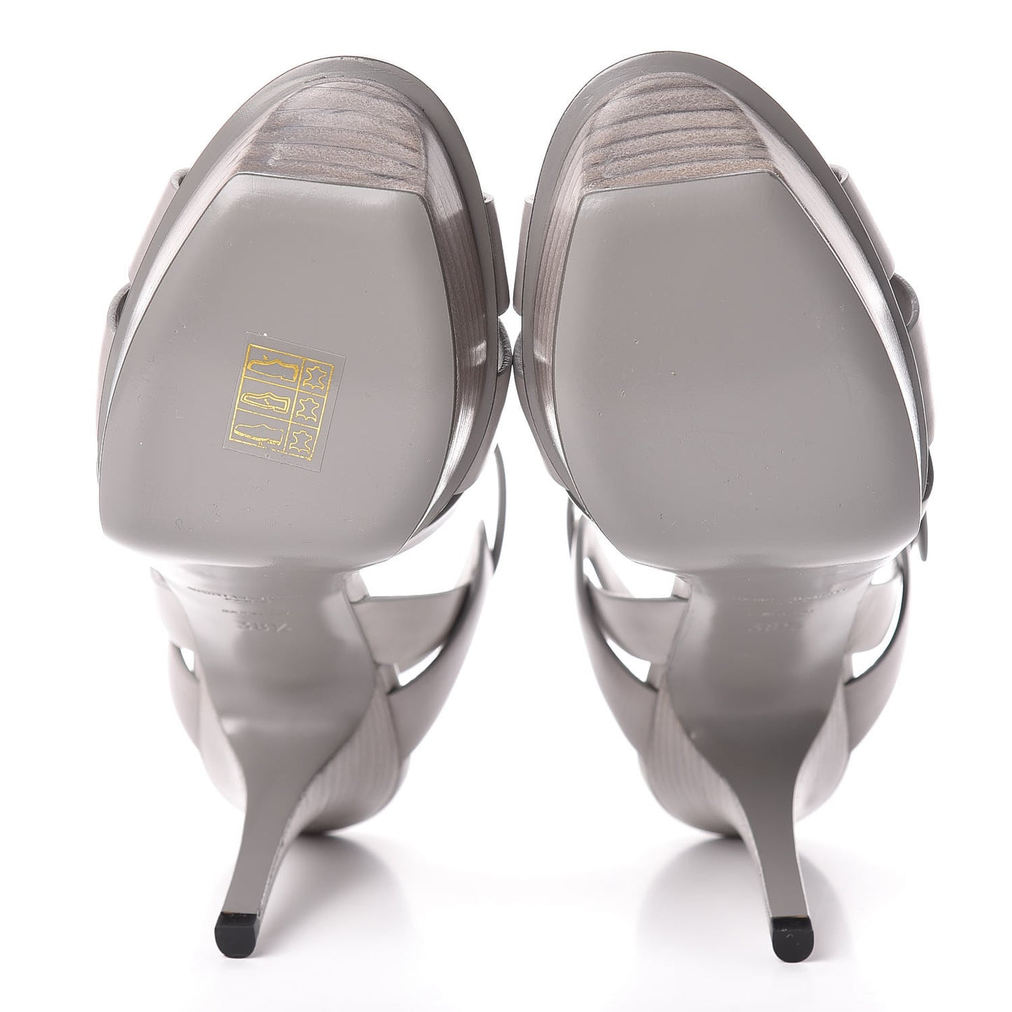 Calfskin Tribute 75 Platform Sandals 38.5 Oyster Gray