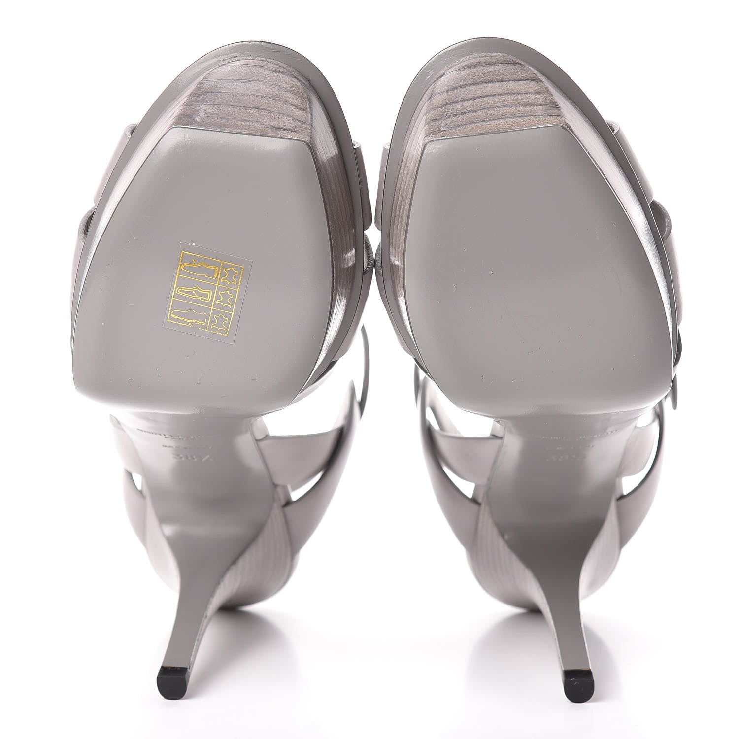 Saint Laurent Calfskin Tribute 75 Platform Sandals 38.5 Oyster Gray 5 of 9