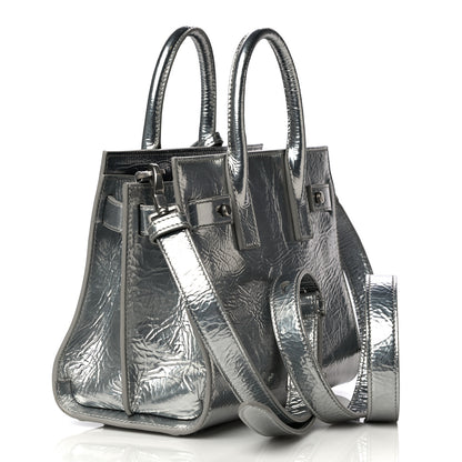 Saint Laurent Metallic Crinkled Calfskin Nano Supple Sac De Jour Silver 2 of 17