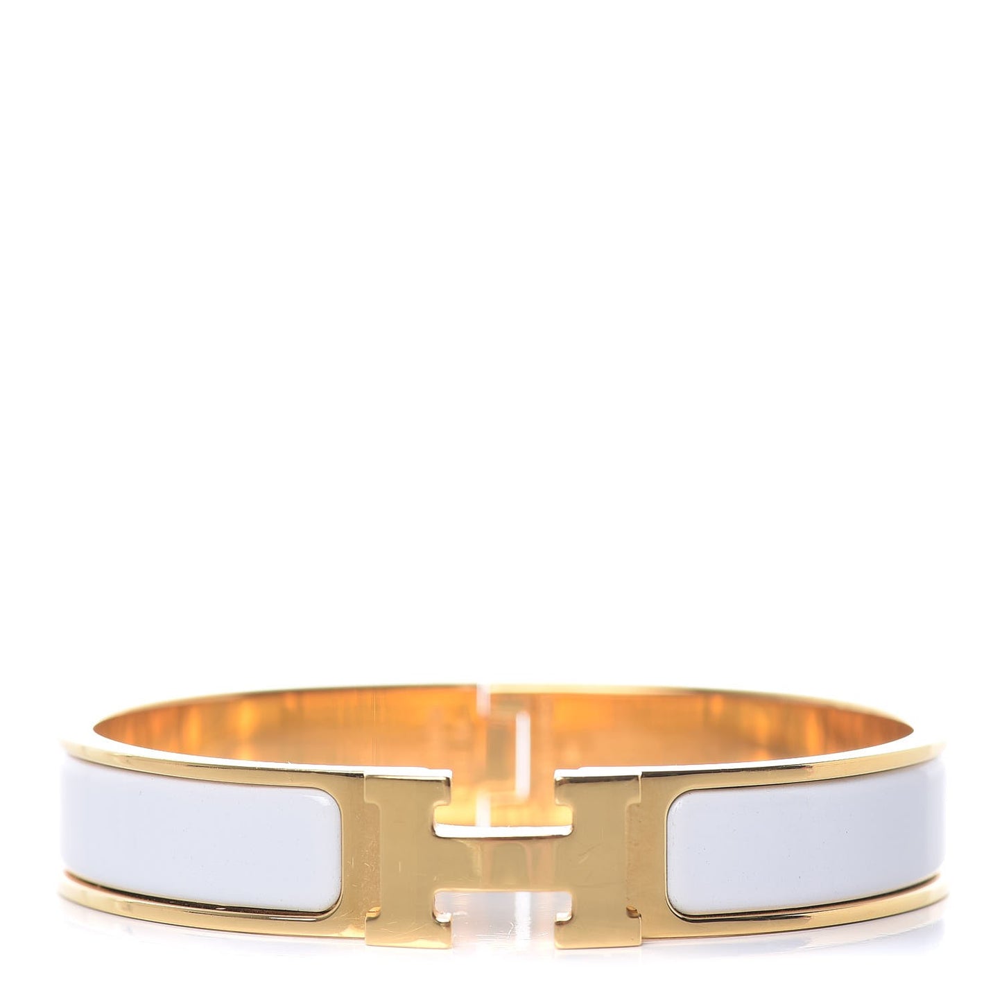 Enamel Narrow Clic Clac H Bracelet GM White