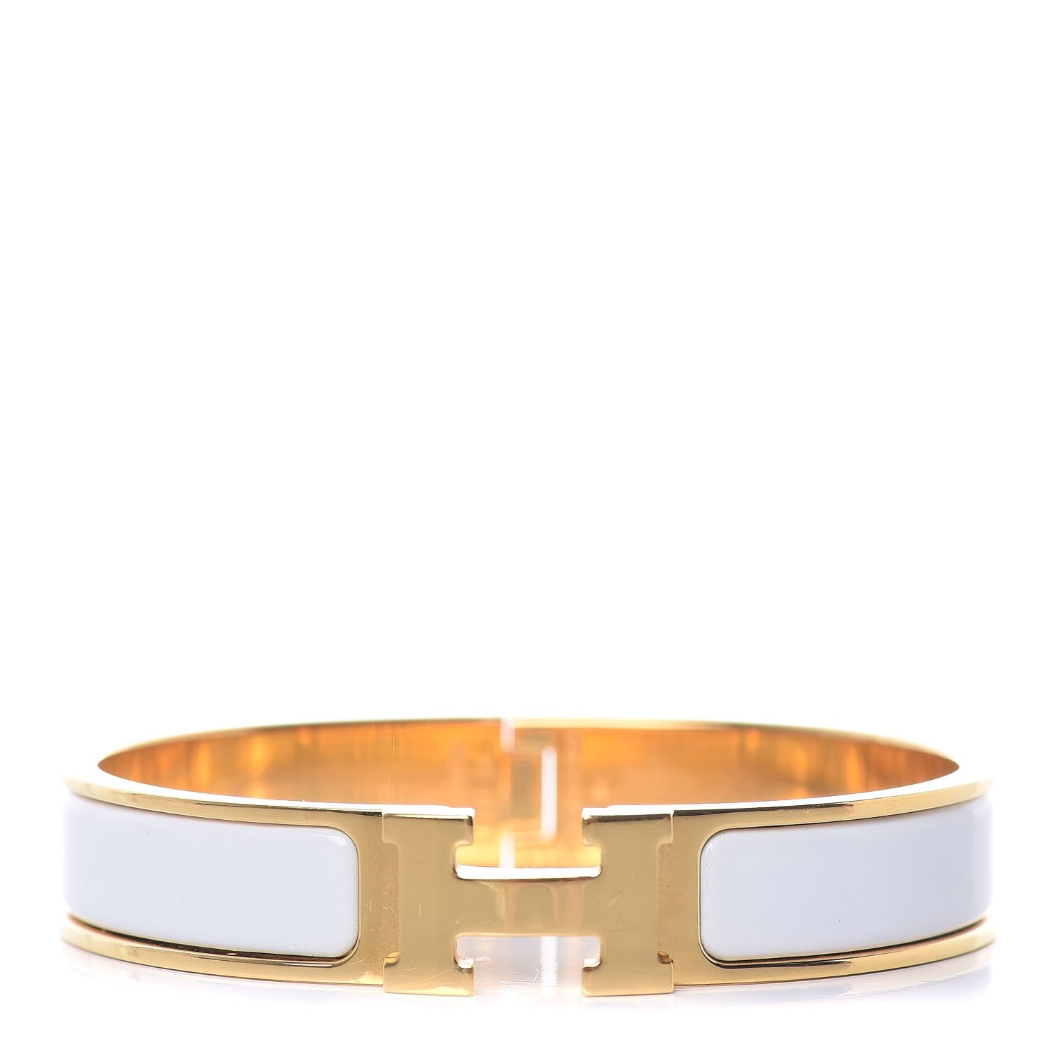 Hermes Enamel Narrow Clic Clac H Bracelet GM White 1 of 6