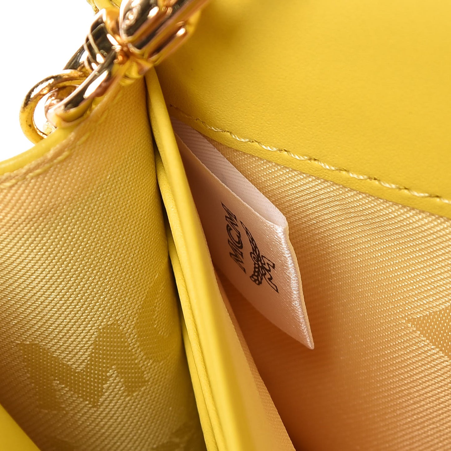 Calfskin Chain Wallet Yellow