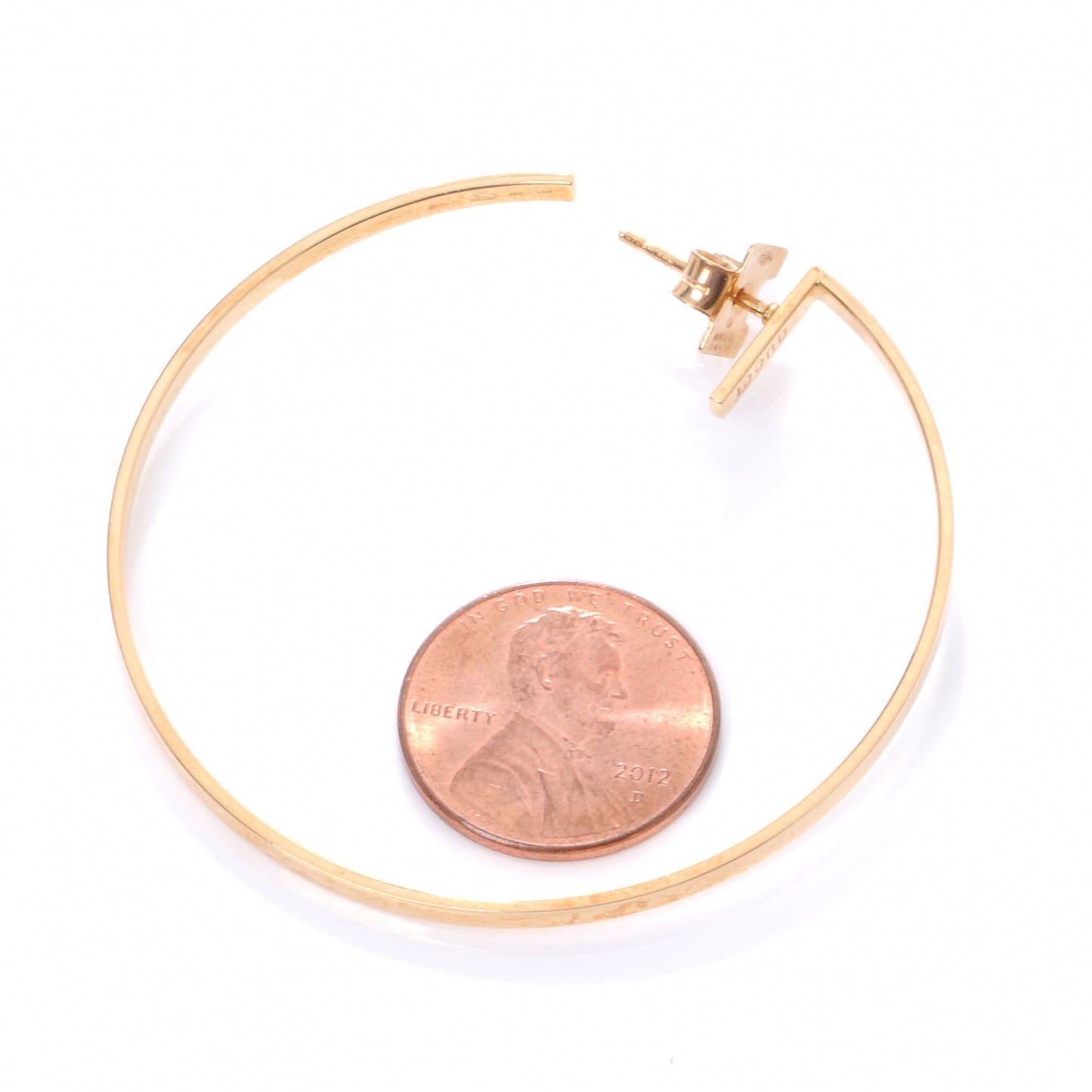 18K Rose Gold G Hoop Earrings