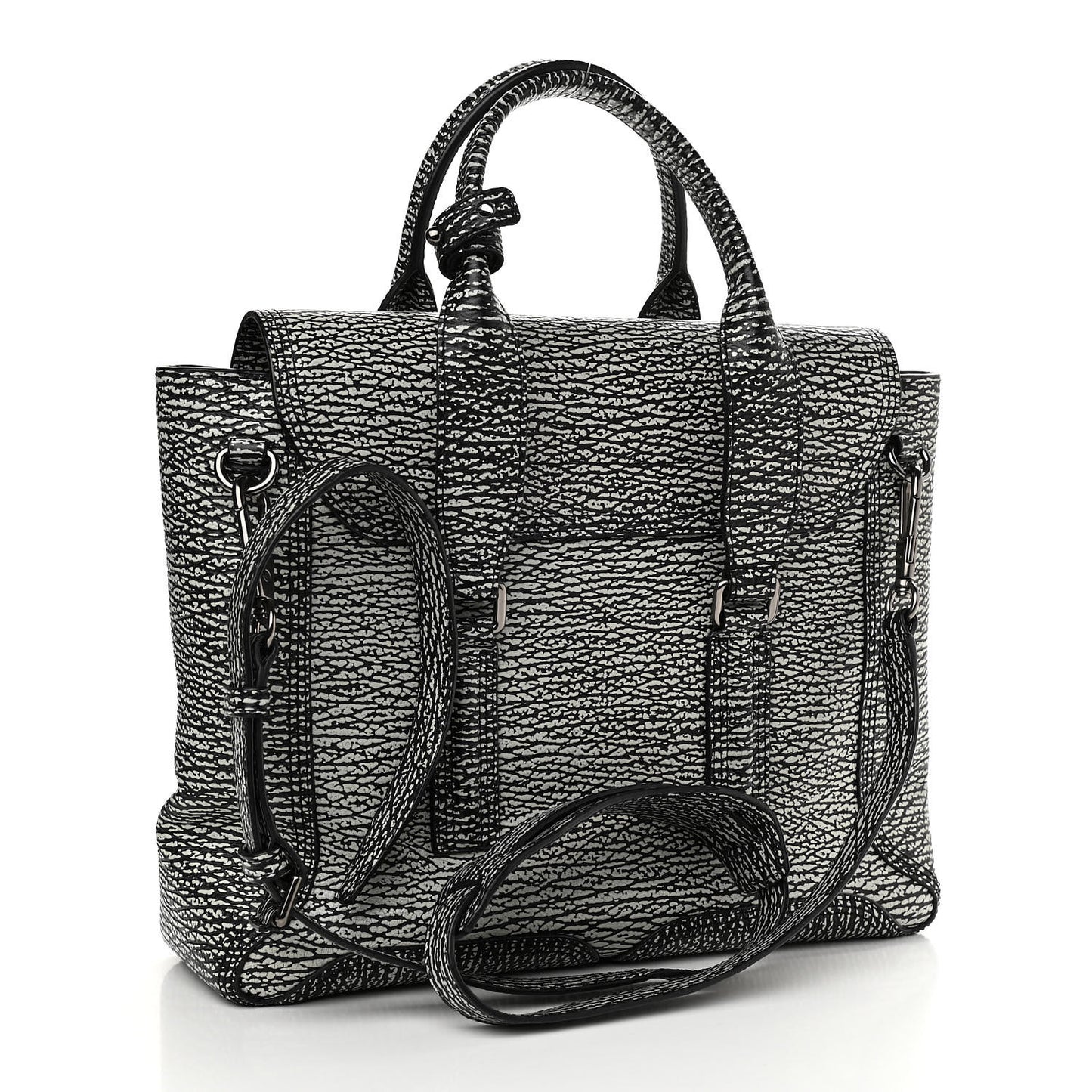 Textured Calfskin Medium Pashli Satchel Black Cream
