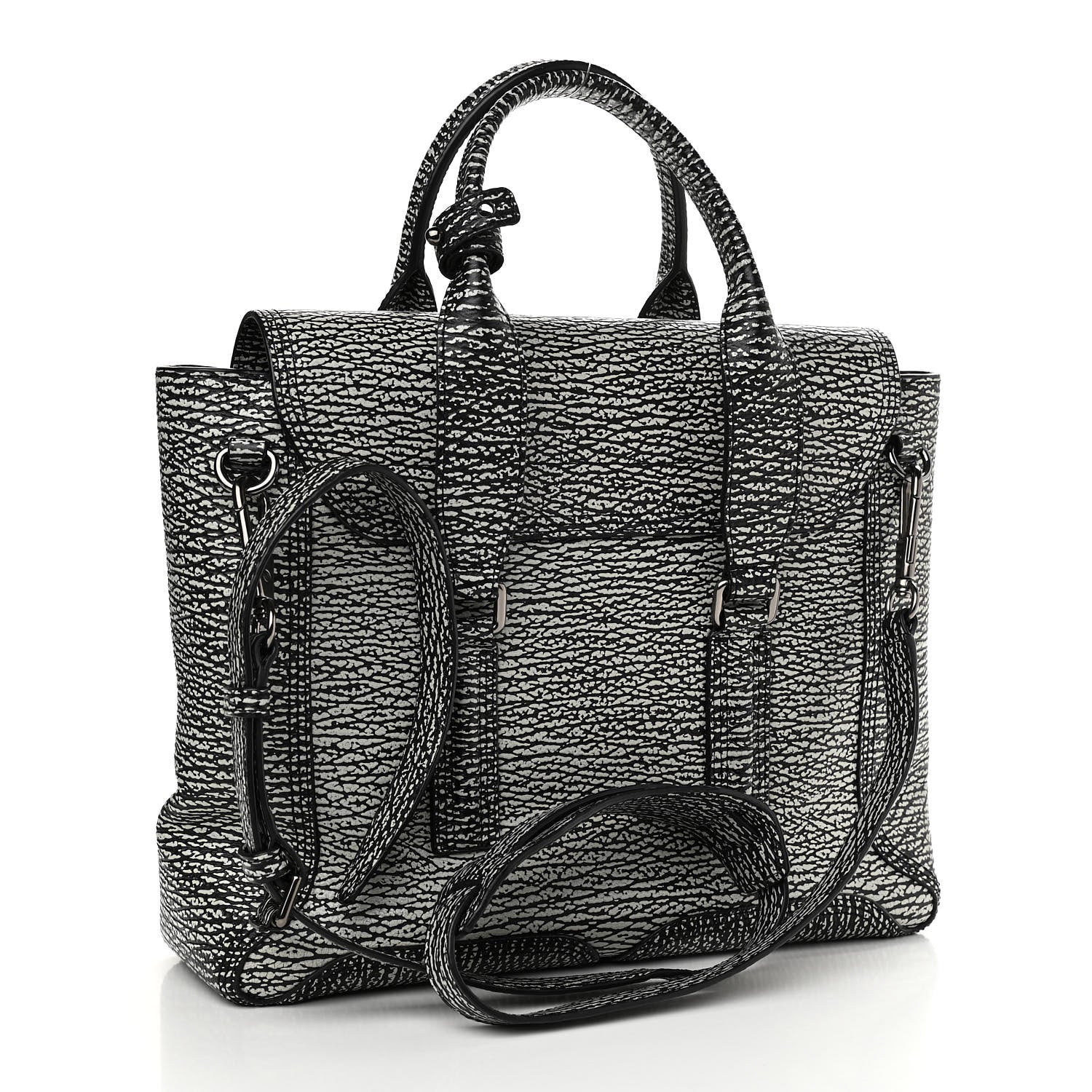 3.1 Phillip Lim Textured Calfskin Medium Pashli Satchel Black Cream 3 of 10