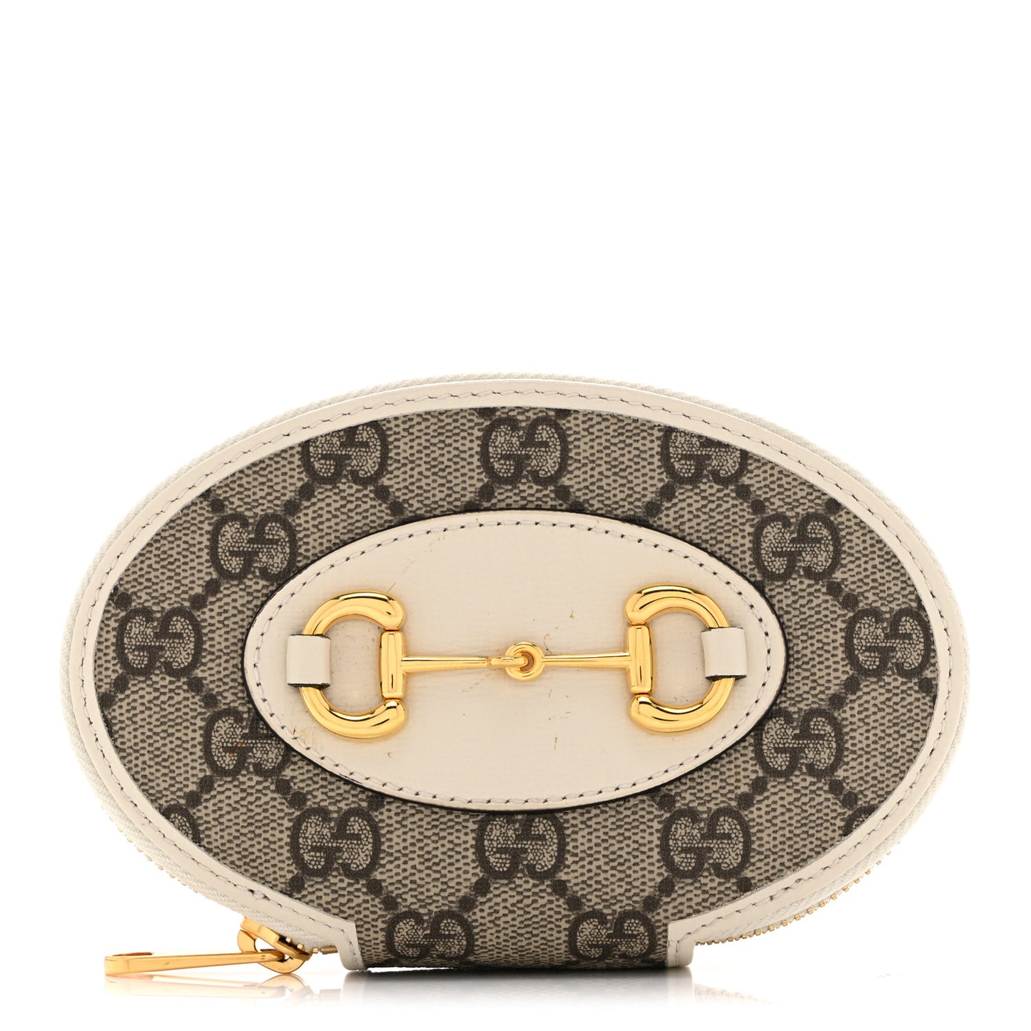 GG Supreme Monogram Azalea Calfskin Horsebit 1955 Coin Case Beige Mystic White