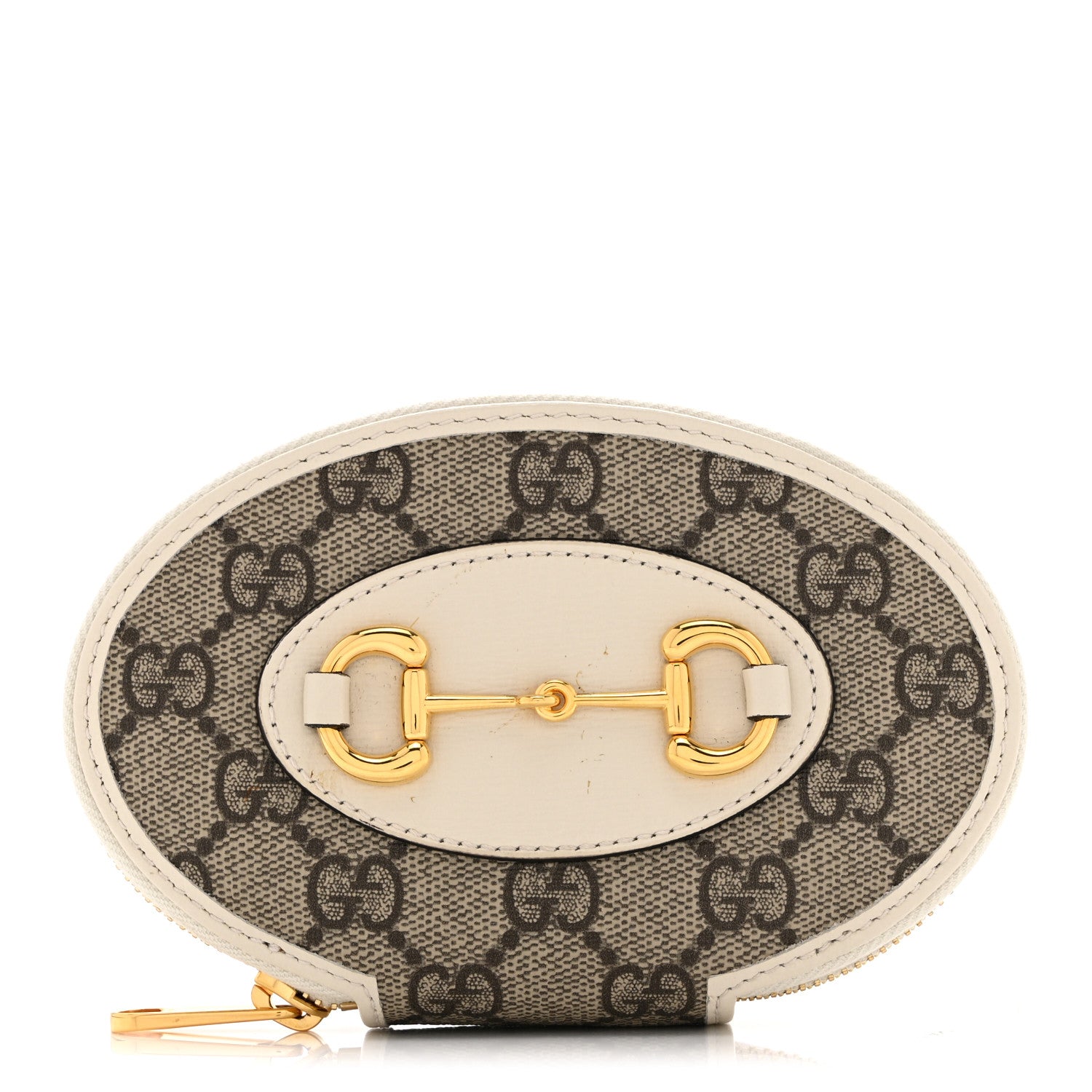 Gucci GG Supreme Monogram Azalea Calfskin Horsebit 1955 Coin Case Beige Mystic White 1 of 10
