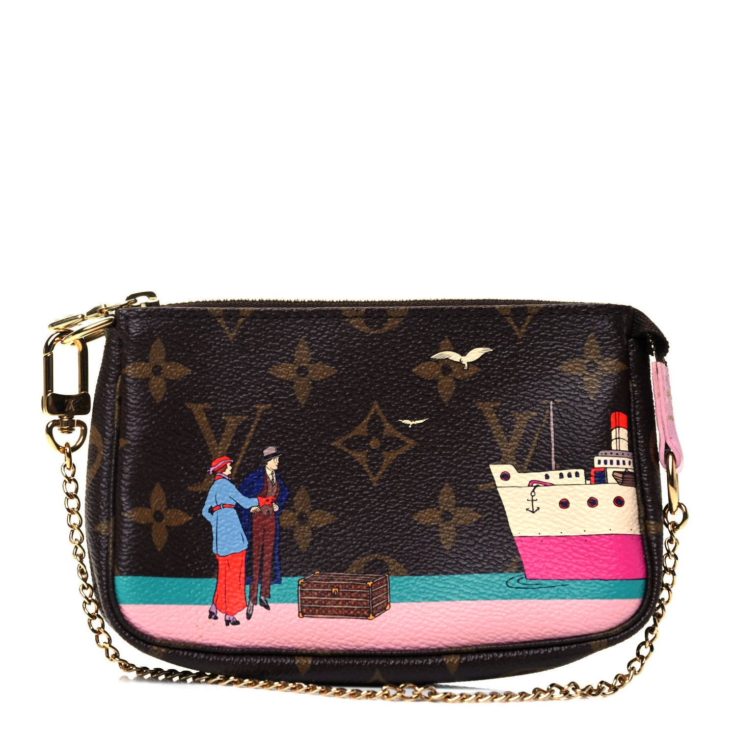 Monogram 2016 Christmas Animation Mini Pochette Accessories Rose Ballerine