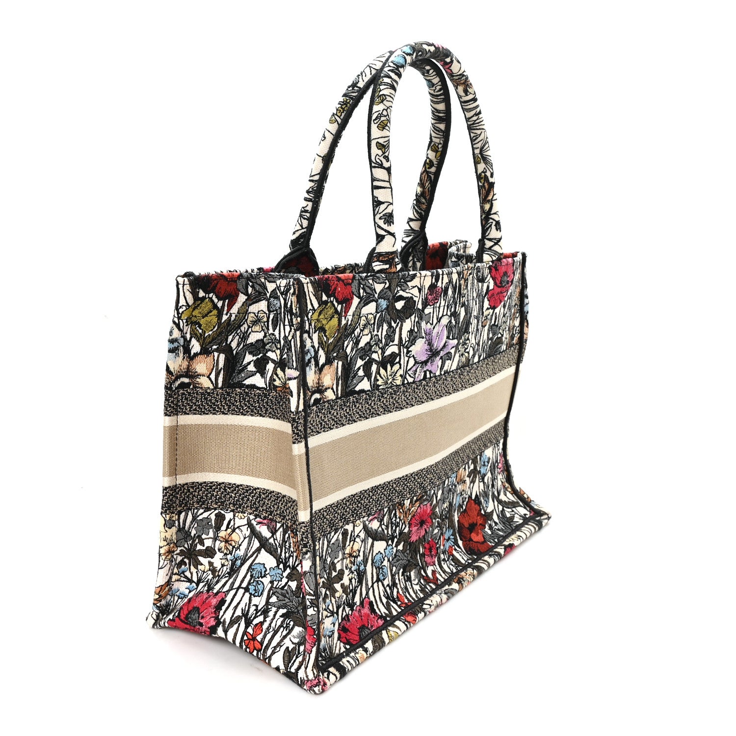 Christian Dior Canvas Embroidered Medium Mille Fleurs Book Tote Multicolor 3 of 11