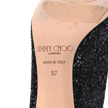 Jimmy Choo Coarse Glitter Pointy Toe Romy 85 Pumps 37 Black 7 of 18