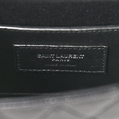 Saint Laurent Grain De Poudre Textured Mixed Matelasse Triquilt Small Monogram Satchel Black 6 of 8