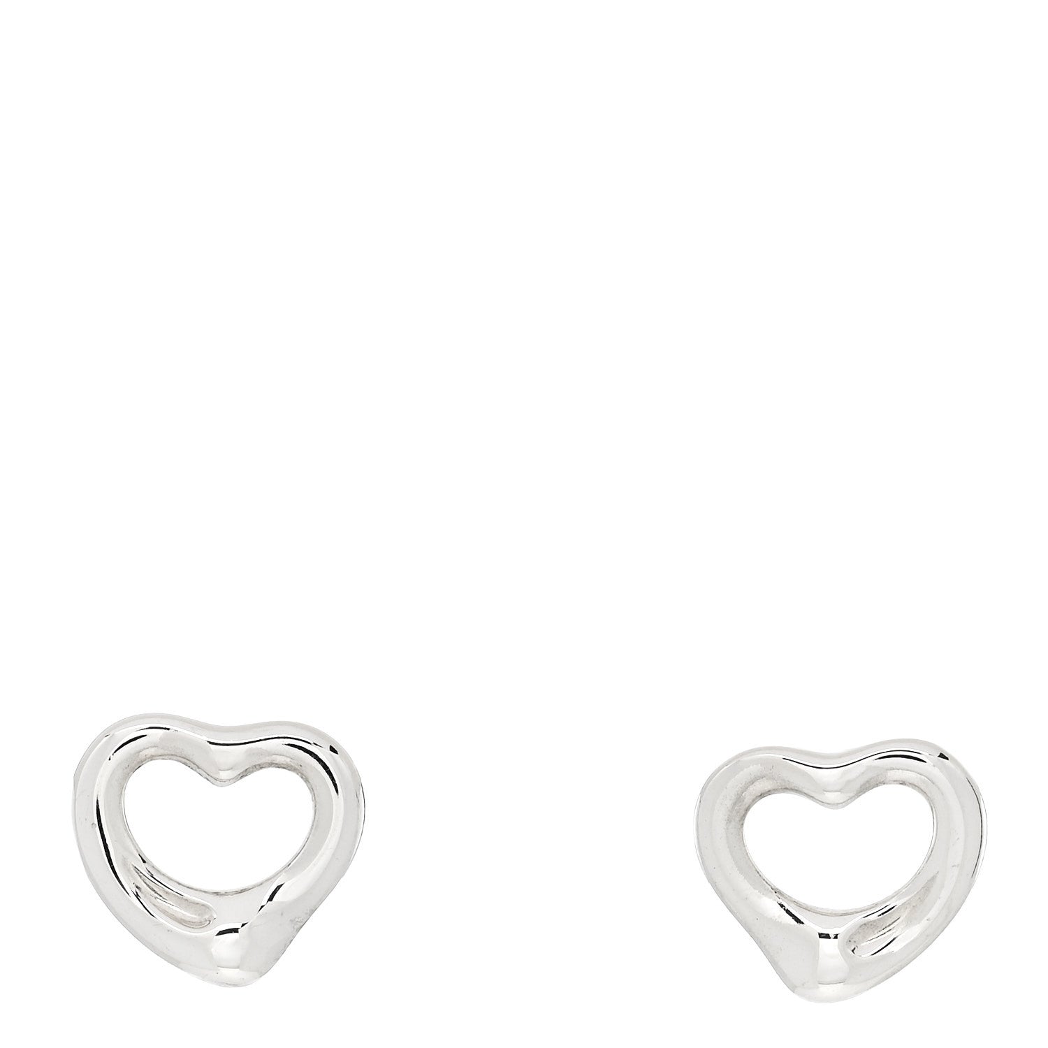 Tiffany Sterling Silver Elsa Peretti 11mm Open Heart Earrings 1 of 4