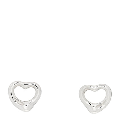 Tiffany Sterling Silver Elsa Peretti 11mm Open Heart Earrings 1 of 4