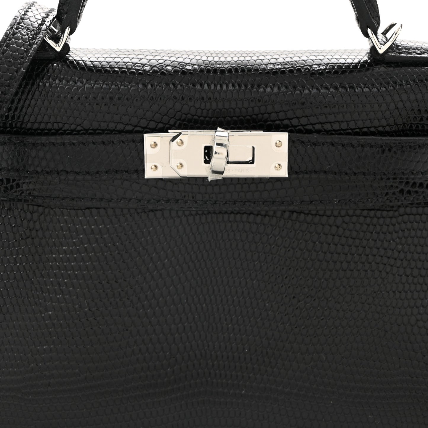Shiny Lizard Mini Kelly Sellier 20 Black