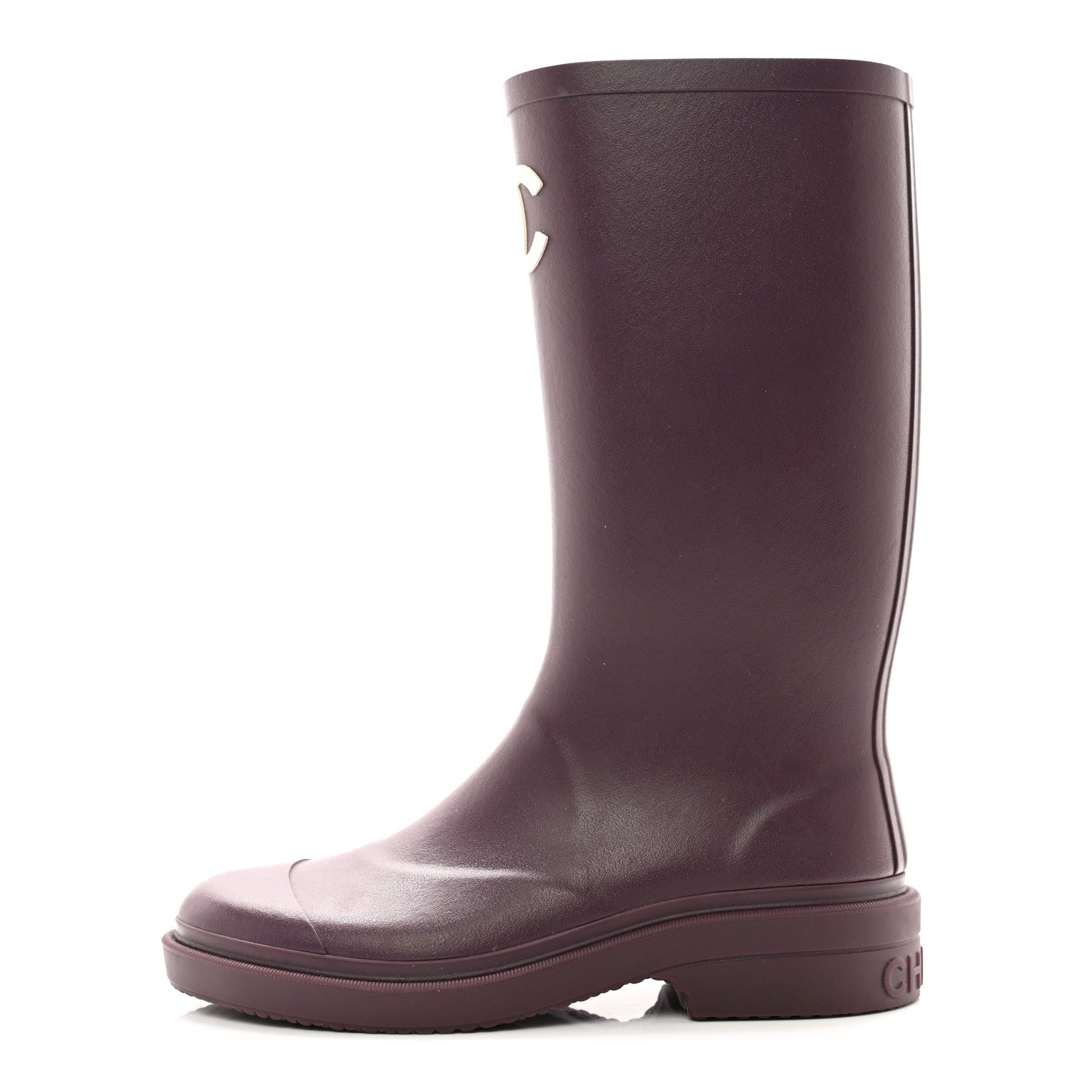 Chanel Caoutchouk CC High Boots 37 Dark Purple 1 of 8