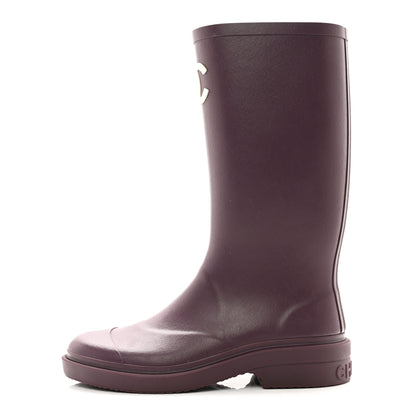 Chanel Caoutchouk CC High Boots 37 Dark Purple 1 of 8