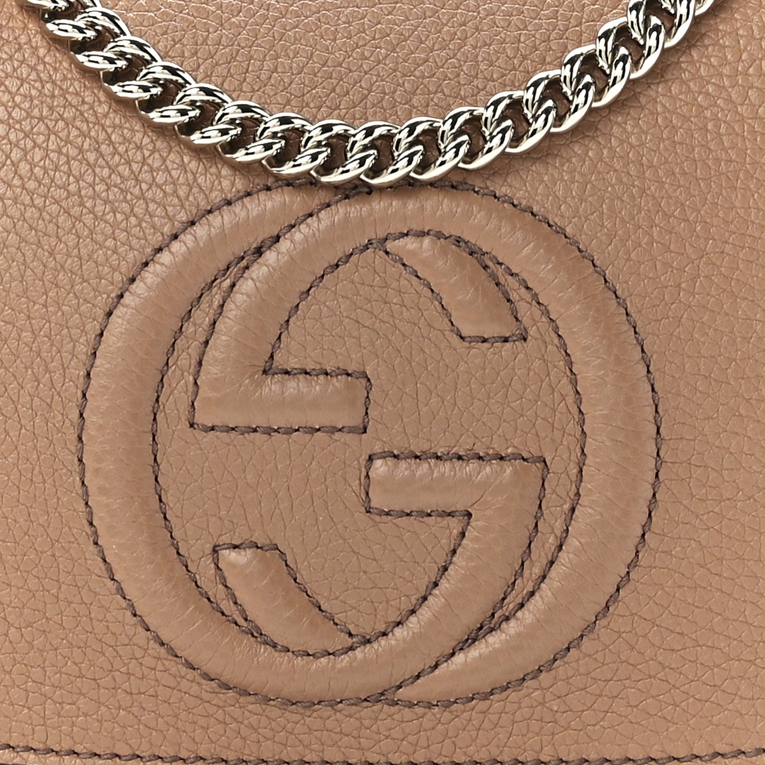 Gucci Pebbled Calfskin Medium Soho Flap Crossbody Camelia 8 of 11