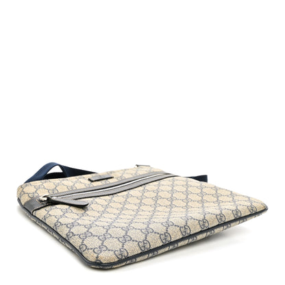 Gucci GG Supreme Monogram Small Flat Side Zip Messenger Bag Beige Blue 4 of 10