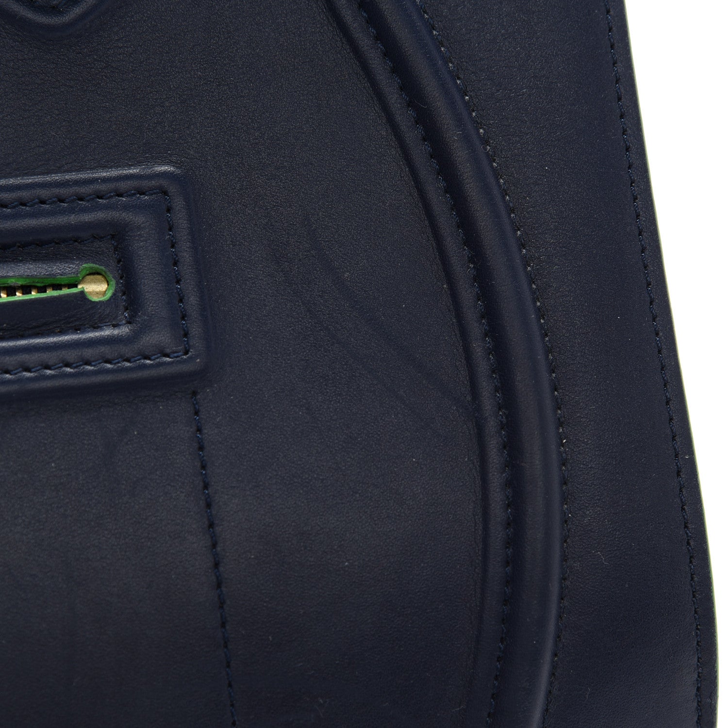 Celine Supple Calfskin Medium Phantom Luggage Navy Blue Green Trim 8 of 14