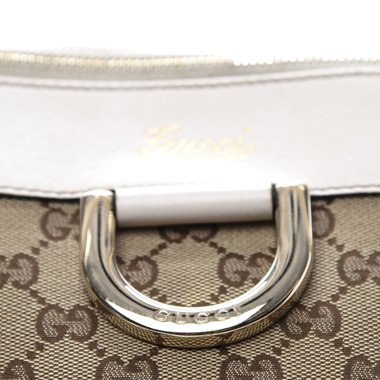 Gucci Monogram D Gold Ring Tote White 10 of 11