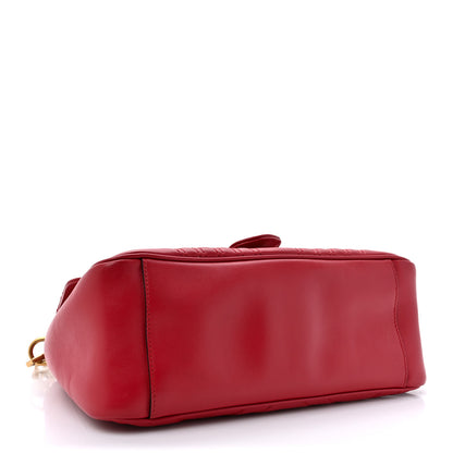 Gucci Calfskin Matelasse Sylvie Web Small GG Marmont Top Handle Shoulder Bag Hibiscus Red 4 of 13