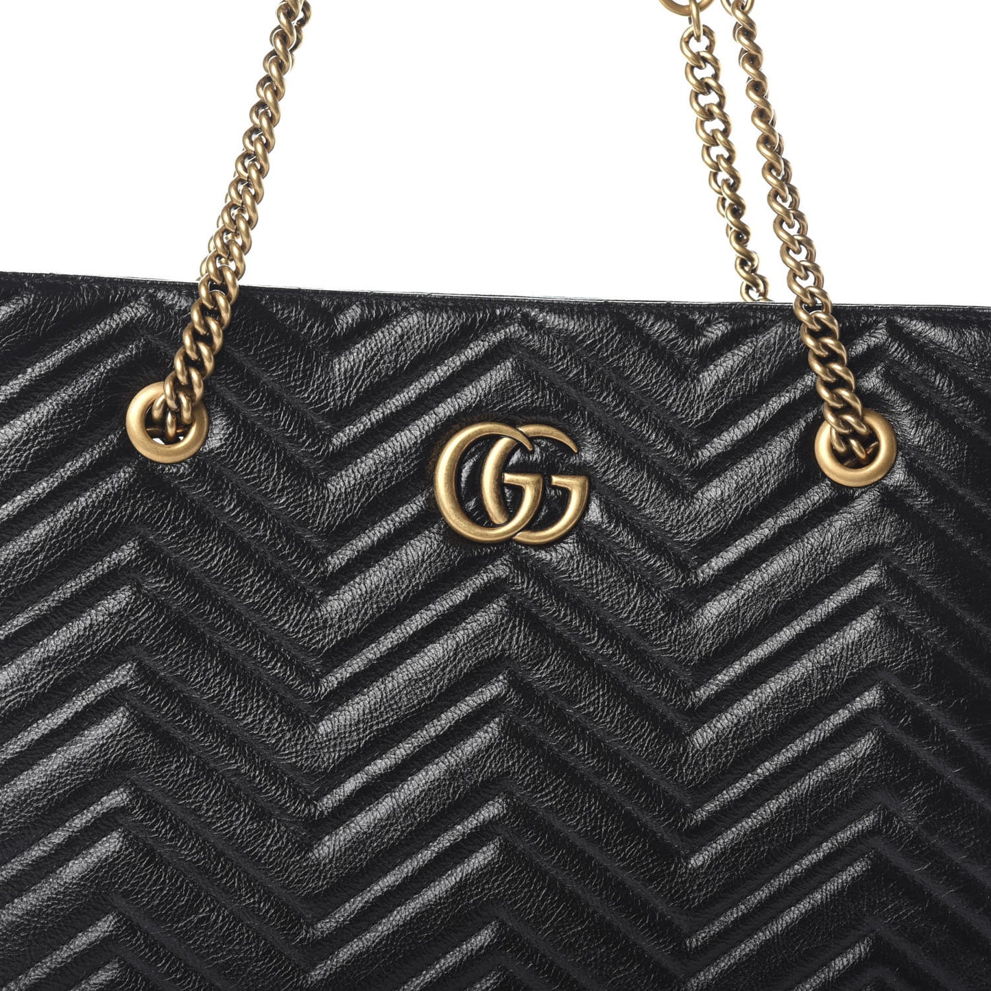 Vintage Calfskin Matelasse Medium GG Marmont Slim Tote Black